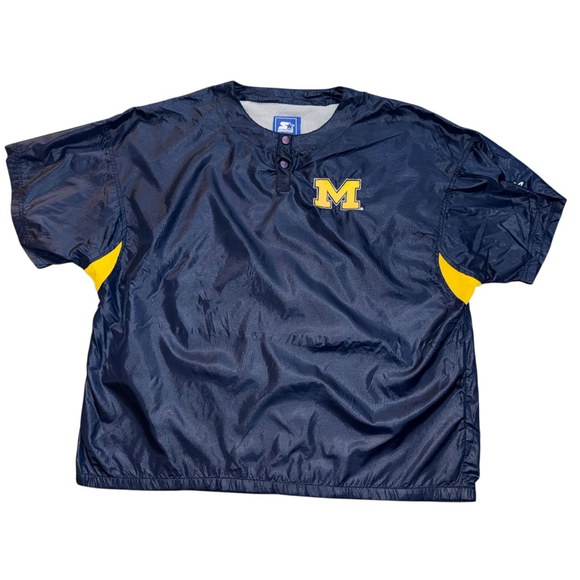 Vintage 90s Starter Michigan Wolverines Pullover Jacket Size XL Short Sleeves - Picture 1 of 6